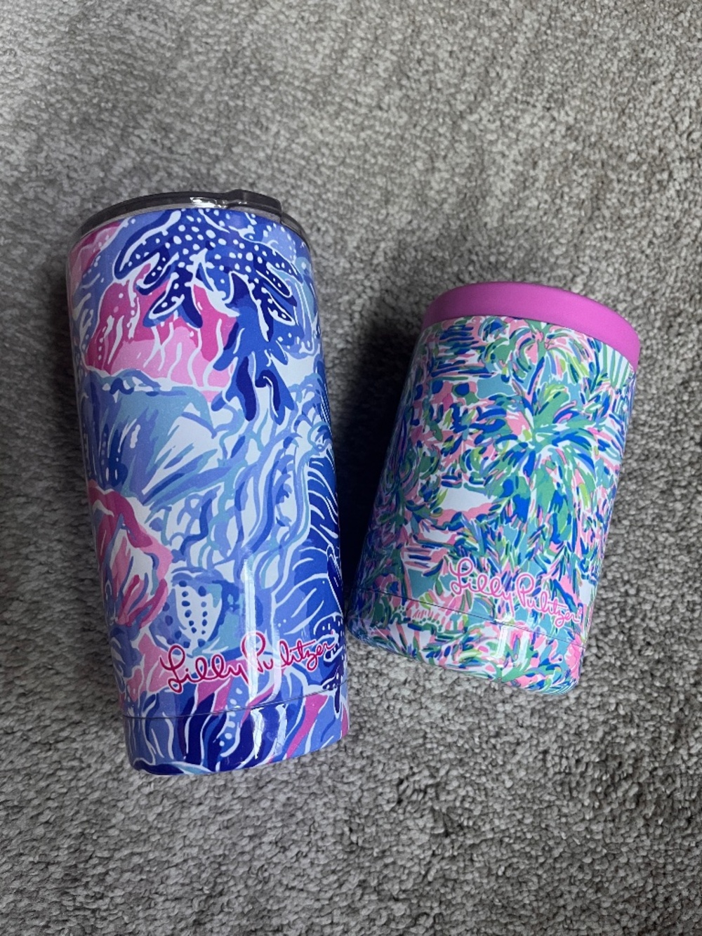 Lilly Pulitzer NEW Can Insulator Holder and Insulated Metal Travel Coffee Cup